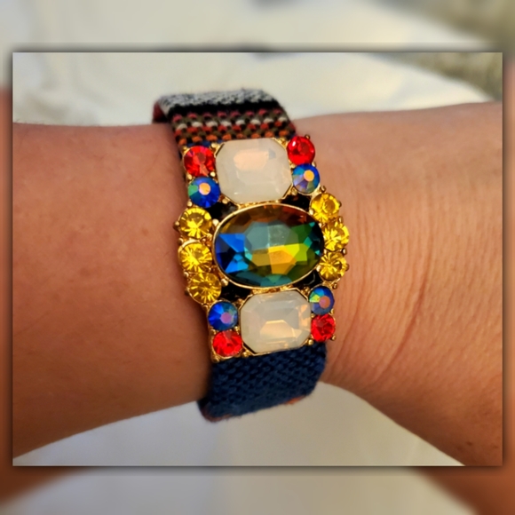 Jewelry - Gem & Fabric Cuff Bracelet